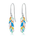 Factory Wholesale Enamel Pendant Women Earrings 925 Sterling Silver Colorful Peacock Feather Pendant Earrings for Women