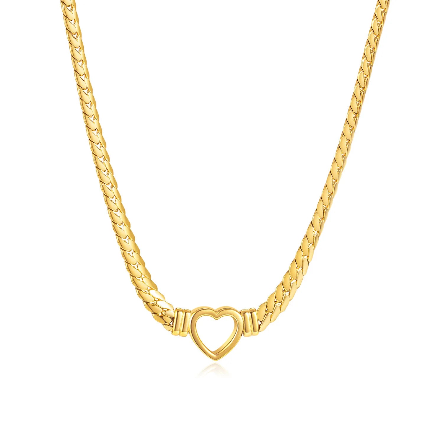 Custom Twining Heart Stainless Steel Real 18k Thin Gold Plated Snake Stainless Steel Choker Necklace