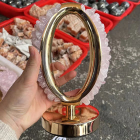 Natural Stone Crystal Lamp Healing Stone Amethyst Crystal Eco-friendly 21cm Night Light Crystal Crafts Golden Frame Bedroom