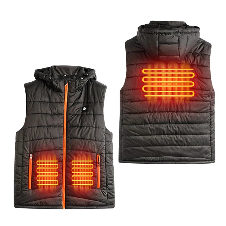 Men's USB Heated Fleece Jacket Electric Body Warmer with Battery Winter Heating Vest