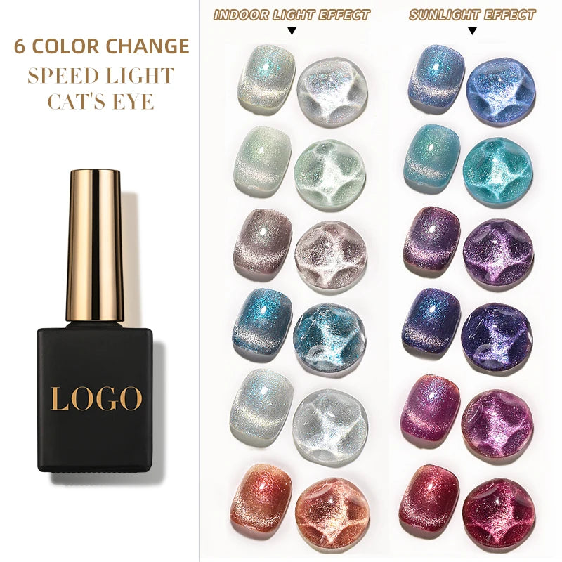 JTING  Hot Selling 6 Colors Light Variable Speed Light Cat Eye Gel Nail Polish Uv Color Change Nail Art Cat Eye Gel Collection