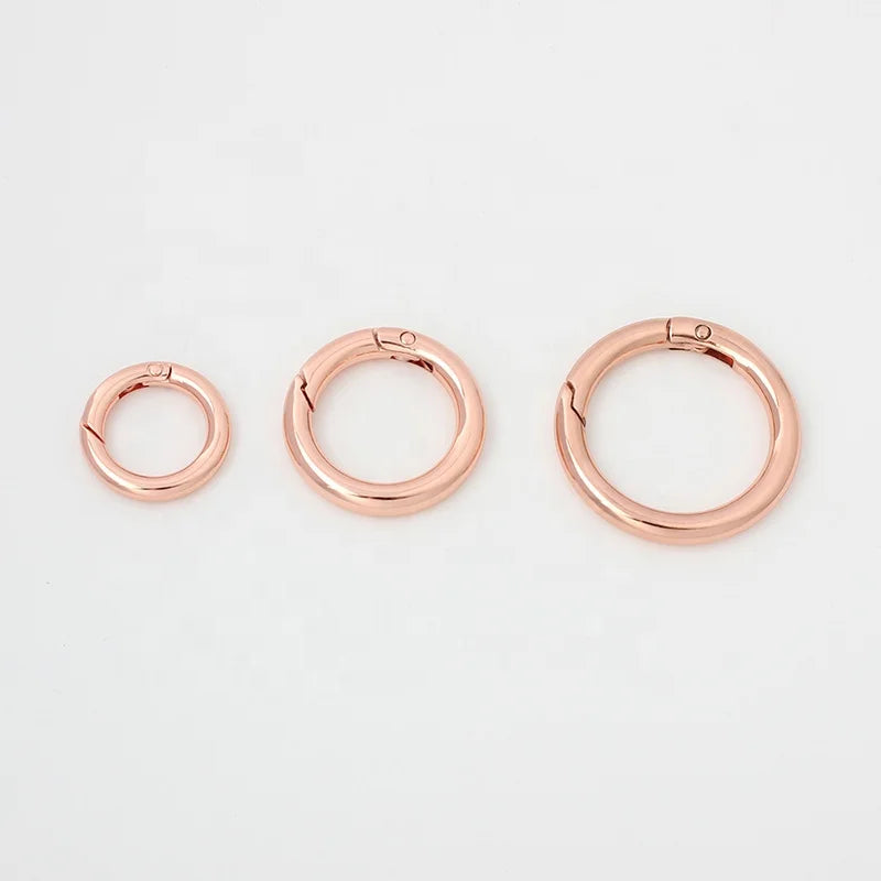 Nolvo World Rose Gold 3 Size 20-25-34mm Metal Trigger Snap Clip Metal Gate Clasp Spring O Ring Openable Round O Ring