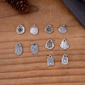 Retro Lotus Flower Pattern Charm Pendant 925 Sterling Silver Square Charm Pendant for Bracelet Necklace Making Accessories