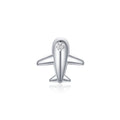 Cute Mini 925 Sterling Silver Micro Inlay CZ Diamond Airplane Plane Stud Earring for Women