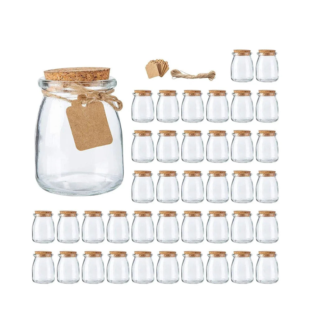 Mini Empty 200ml Yogurt Mason Jars 7 oz Glass Cork Lids Plastic Sustainable Customizable Color for Wedding Favors Crafts Milk