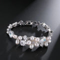 SLBRIDAL Sparkling Trendy Fashion Pearls Cubic Zircon Bracelet Girls CZ Daily Bracelet Wedding Bridal Bridesmaids Women Jewelry