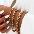 Hiphop Men Chain Bracelet Stainless Steel Miami Cuban Link 5mm Rope Chain 18k Gold Wheat Link Chain Herringbone Bracelet