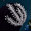 Custom Handmade Silver Crystal Wedding Hair Accessories Rhinestone Applique for Women's Dresses Prom  WHD-090