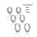 WMEB133 Simple Design 925 Sterling Silver Hoop Earrings Trendy Irregular Texture Simple Style Hoop Earrings