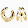Ready to Ship Stainless Steel Custom Jewelry Gold Plated Large Circle Round Studded Hoop Earrings Triple Hoop Earrings