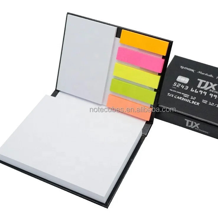 Custom Black Hard Cover Assorated Sticky Note Books Brand Promotion Gift