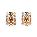 Aimgal Designer Four Claw Stud Earrings: 1ct Oval Cut Colorful Moissanite D-VVS1 3EX in 18K Gold Plated S925 Silver