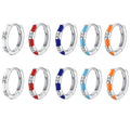 New Arrival Summer Jewelry Earrings 925 Sterling Silver Cubic Zirconia Colorful Enamel Hoop Earrings