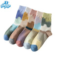 Women's Thickened Ins Style Winter Warm Socks 100% Cotton Crew Length Contrast Color for Daily Wear