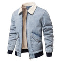 New Eco-Friendly Denim Jacket Men Winter Windproof Outwear Casual Thick Fleece Liner Zipper Washed Coat