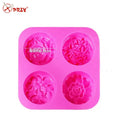 4 Cavity Four Types Flower Shape Silicone Soap Molds