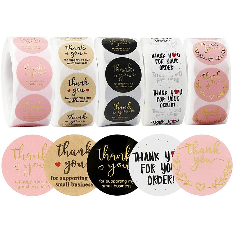 Luxury Cheap Thank You Sticker Label Round Custom Printing logo Stickers for Packaging LABEL