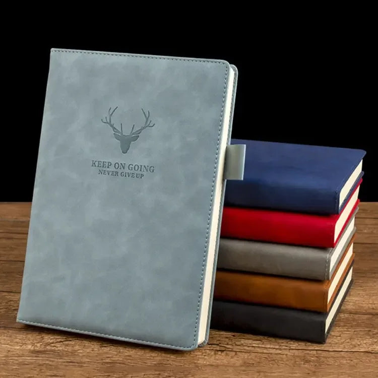 Custom Printing A5 Elk Deer Design Leather Cover Saddle Stitching Gift Diary Notebook with Pen Holder