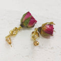Women's Fashion Drop Earrings Natural Dried Flower & Brass with Epoxy Resin Rose Jewelry Accessories for Girls
