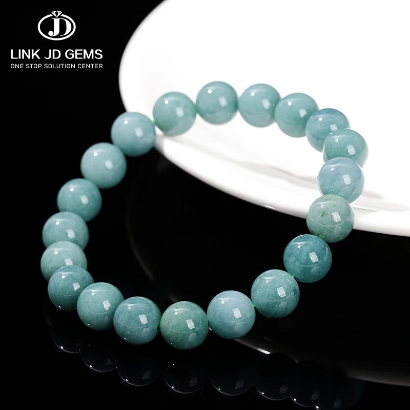 JD Gems Women Precious Metal Alloy Vintage Strand Bangles Female Wristband 1A 3A Natural Guatemala Jadeite Beaded Wedding Gift
