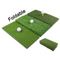 Easy Carry Foldable Golf Practice Mat Indoor Golf Swing Mat Long and Short Grass 3 in 1 Tri-turf Golf Hitting Mat