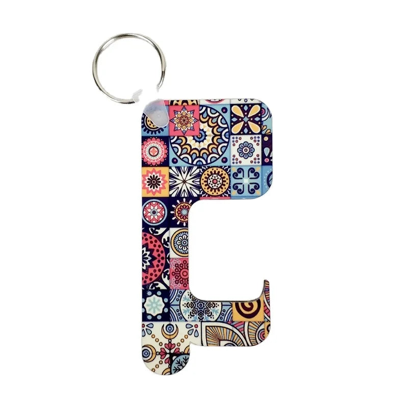 Sublimation MDF Self Defense Keychain Anti-contact Door Open Elevator Protection Keychain