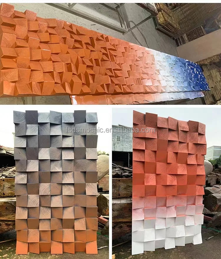 Light Luxury Solid Wood Mosaic Wall Decor | Eco-Friendly 3D Background Panels | Water-Resistant Custom Designs for Home & Hotel