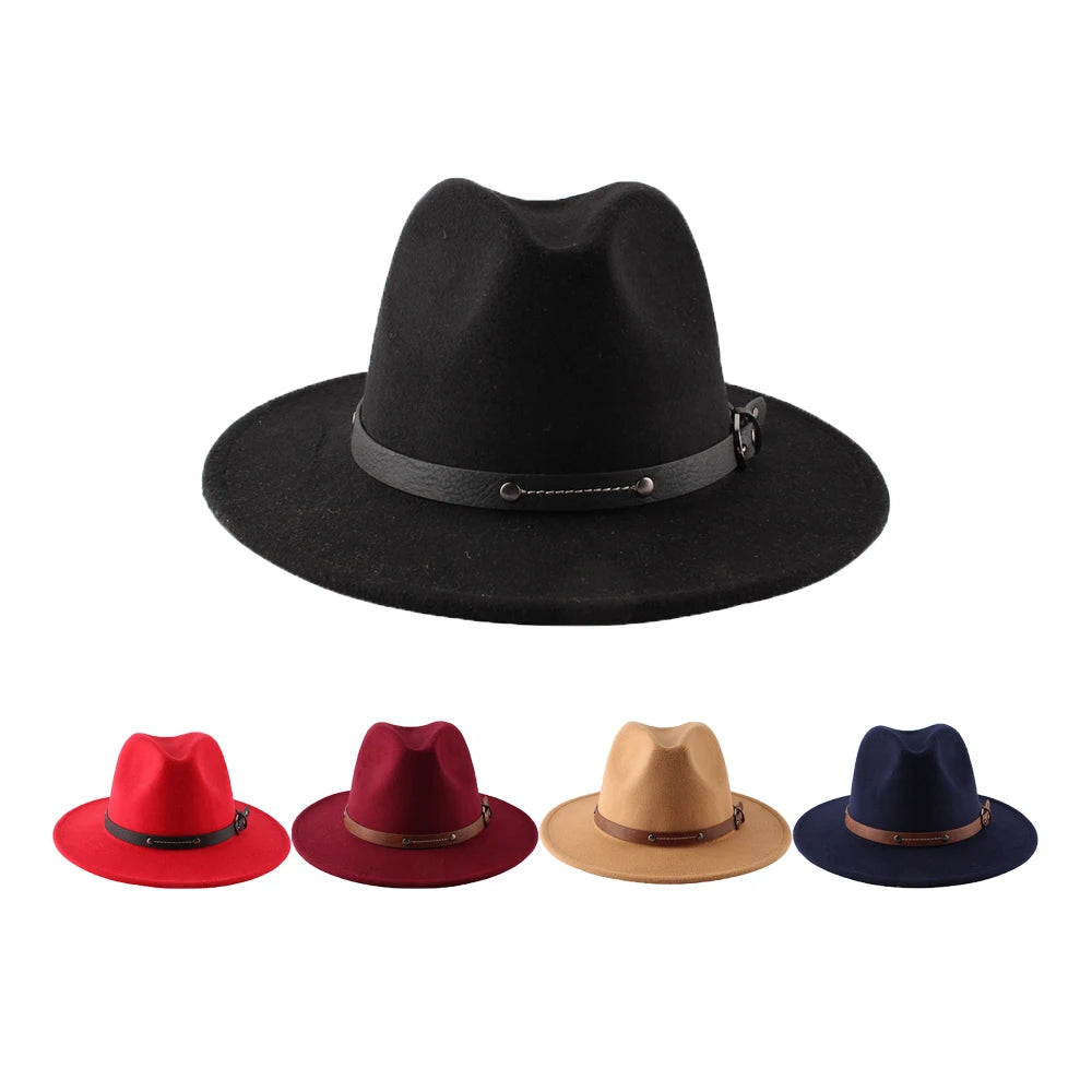 Custom Panama Felt Fedora Hats Men Women Wholesale Wide Brim Black Fedora Hats