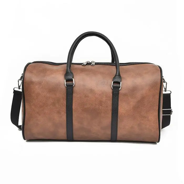 Customized Logo Pu Leather Travelling Duffel Bag Oversize Holdall Luggage Gym Bag Men Weekend Overnight Duffel Bag