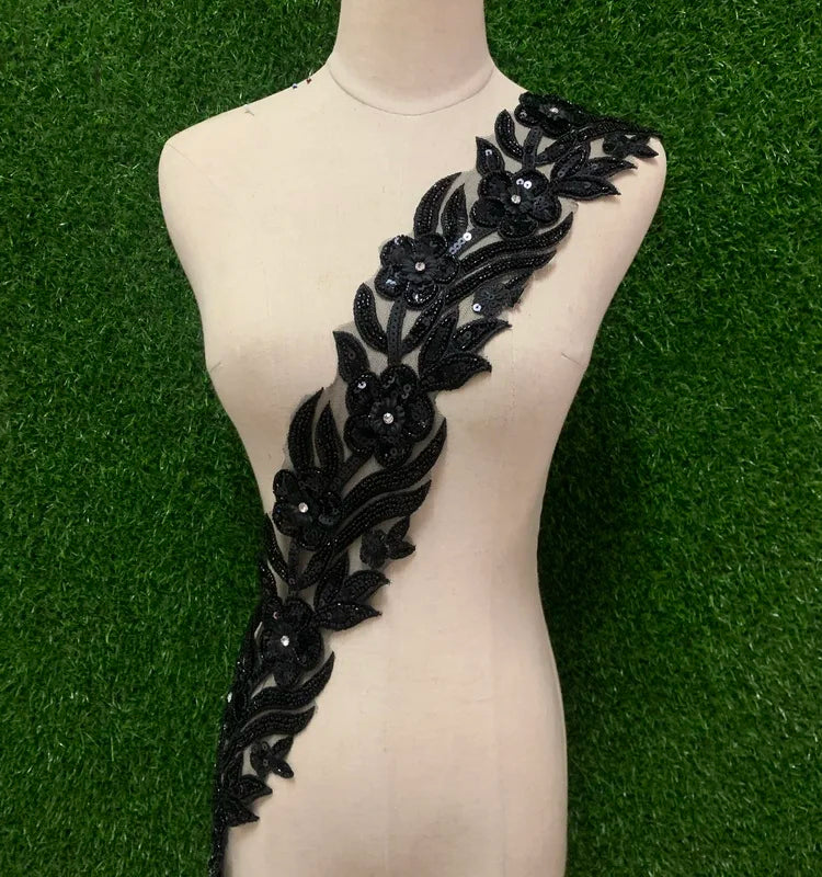 2022 New Bead and Sequined Lace Trim Beading Cord Lace Trim Bridal Lace Trim Selling Per Bag