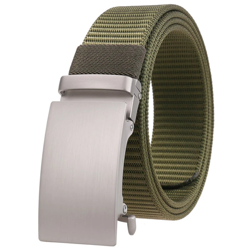Men Nylon Belt Automatic Buckle Belts No Ratchet Fabric Canvas Belt Polyester Outdoor Wholesale LQbelt Factory