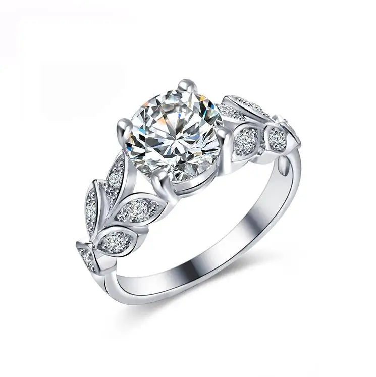 Wedding Engagement 925 Sterling Silver With Rhodium Plated 3A Cubic Zircon Shiny Engagement Ring for Woman