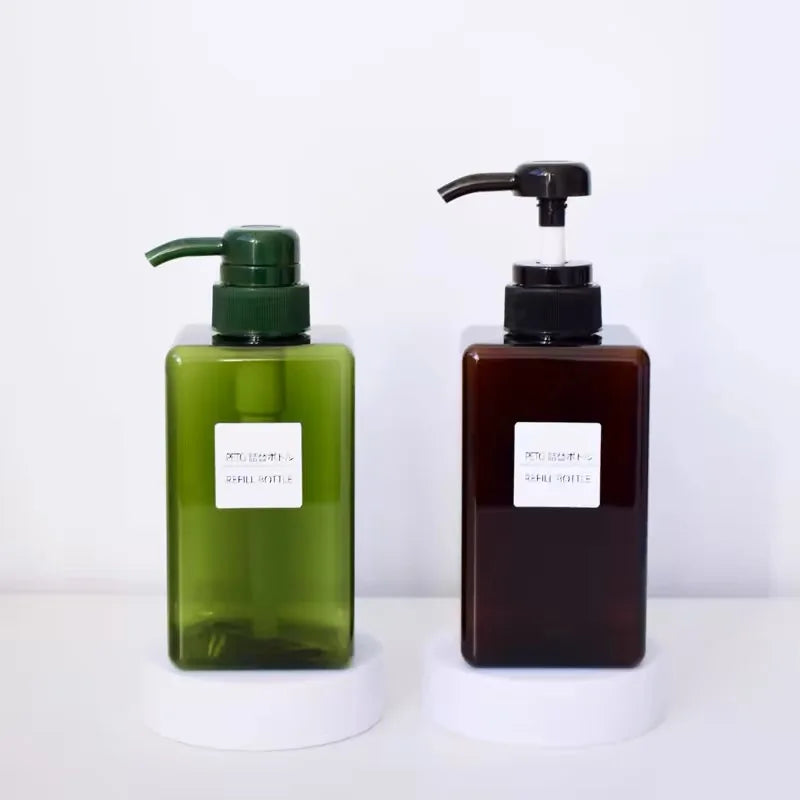 100ml 500ml 650ml Large Capacity Pressed Shampoo Body Wash Hotel Luxury Travel Cosmetics PET Square Bottle Skin Care Packaging