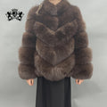 Factory Directly Wholesale Women Fox Fur Jacket Loose Size Solid Brown Casual Style Outdoor Wear Genuine Fox Fur Coat