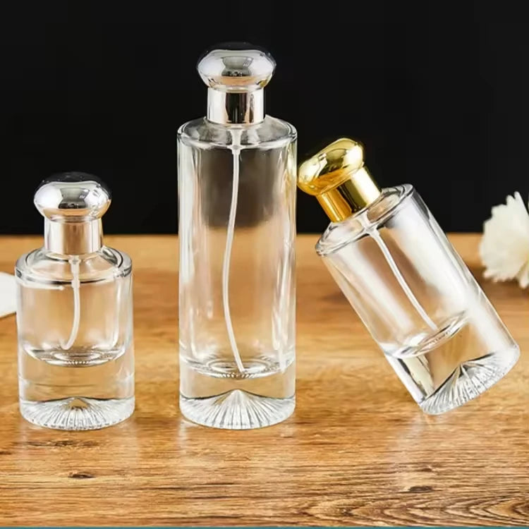 Factory Wholesale 30ml 50ml 100ml Clear Vintage Crimp Neck Perfume Empty Bottle With Luxury Gold Cap