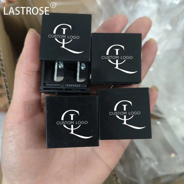 OEM Black Eyebrow Pencil Sharpener Private Label Double Hole Plastic Lip Liner Pencil Sharpener