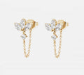 Factory Wholesale New Arrival 18K Gold Plated Lotus Stud Chain Drop Chain Earring for Women Wedding Brass Luxury Jewelry