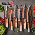 Amber 6pcs 67 Layers Damascus Vg10 Knife Set Japanese Knife Set Damascus Kitchen Knife Set Resin Handle