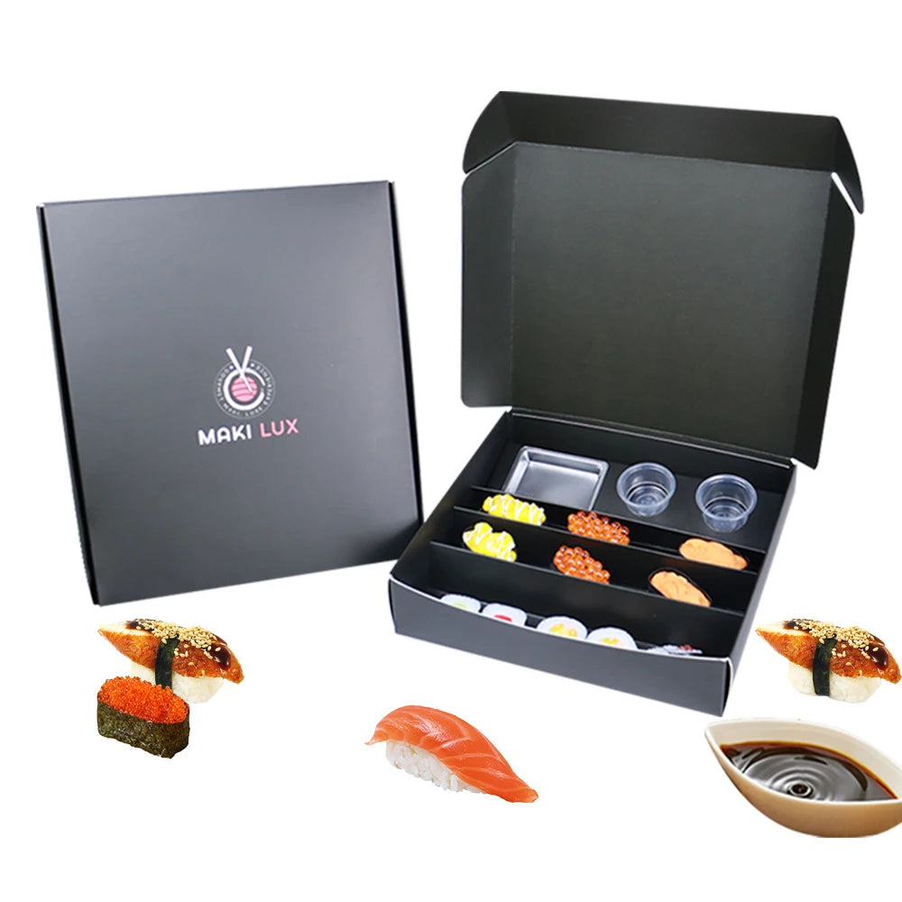 Custom Luxury Japanese Sushi Takeaway Paper Box Disposable Takeout Packaging Sauce Compartments Matt Lamination Customizable
