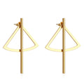 Gold Color Stainless Steel Simple Stud Earrings Long Triangle Fashion Jewelry Women Girls Wholesale Fashion Stud Earrings
