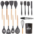 RAYBIN 15pcs Wholesale Private Label Cooking  Conina Non-Stick Heat Resistant Wooden Silicone Kitchen Utensils