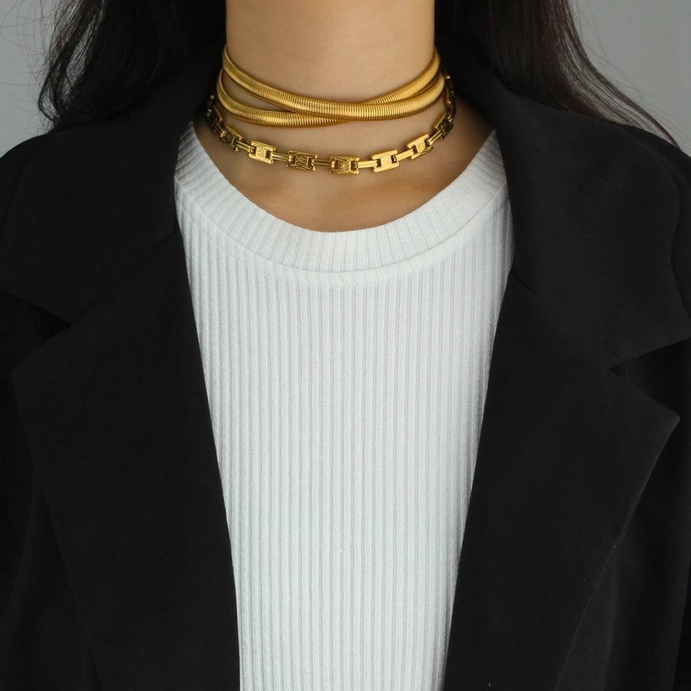 3 Layers Stainless Steel Choker Women's Personalized Necklace 316L Stainless Steel Waterproof Gift
