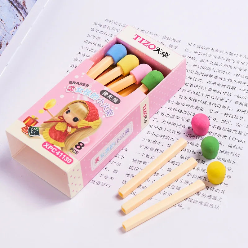 Creative Cartoons Matchbox Pencil Eraser Stationery Eraser Student Mini Eraser