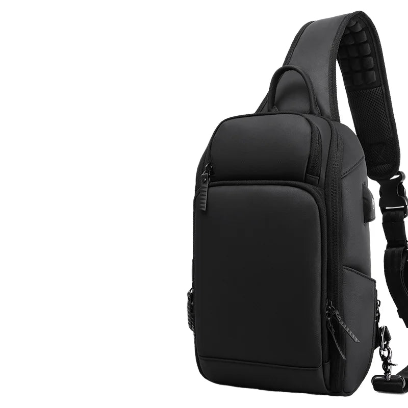 High Quality All Seasons MingLu Brand Men's Fashion Waterproof Business PVC Sling Shoulder Chest Bag