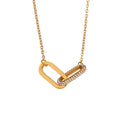18K Gold PVD Plated Stainless Steel CZ Crystal Square Pendant Waterproof Hypoallergenic Adjustable Trendy Party Women's Necklace