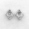 Sterling Silver 5*7mm Semi Mount Stud Earrings Empty Support Blank Claws Setting S925 Base Without Center Stone for DIY Inlay