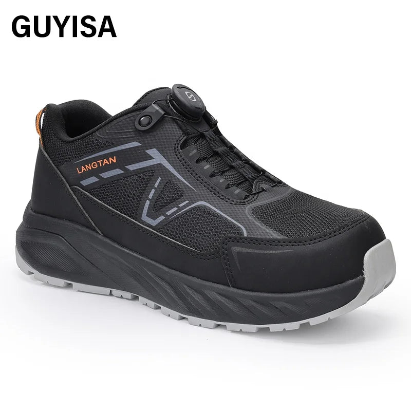 GUYISA Customized Labor protection Shoes Acceptable for Men with Breathable Comfortable Anti-smashing  Stab-proof Safety Shoes