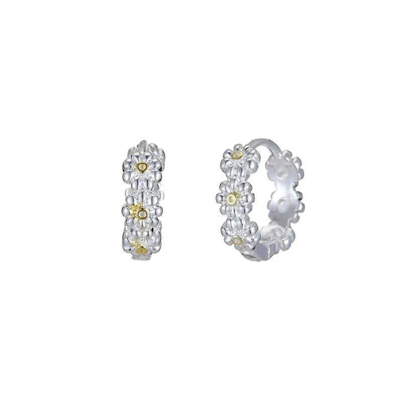 Wholesale 925 Sterling Silver Earrings Personality Flower  Hoop Earrings for Women Fashion  Jewelry