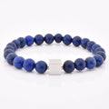 Wholesale Natural Stone Bead Cube Silver Stainless Steel Beads Bracelets Charm Bracelets