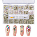 Qiao Wholesale Mixed Shape 3D Glass and Crystal Nails Diamond Rhinestones Packs Bling Design for Nail Art